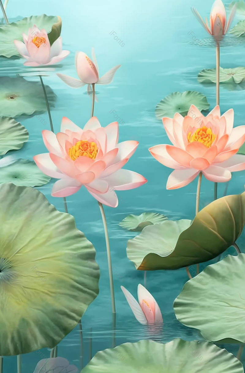 粉色荷花荷叶插画,插画/手绘图,插画/手绘图库,插画/手绘图下载,插画/手绘